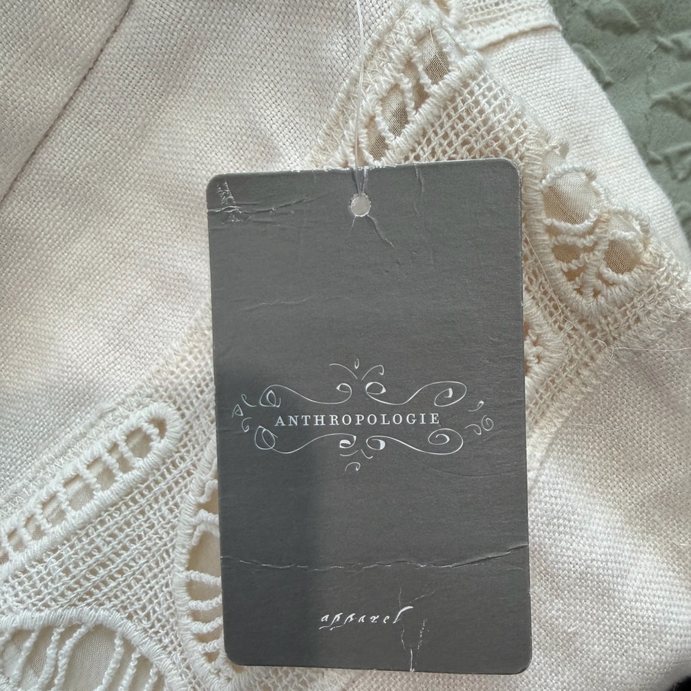 Anthropologie Moulinette Soeurs Bonsai Breeze Linen Leaf Ivory Skirt Size 0 - Picture 10 of 10